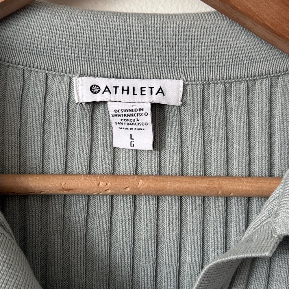 Athleta L Aqua Blue Ribbed Long Sleeve Sweater - Picture 4 of 6
